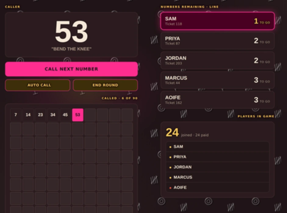 Players and leaderboard panel on the host dashboard