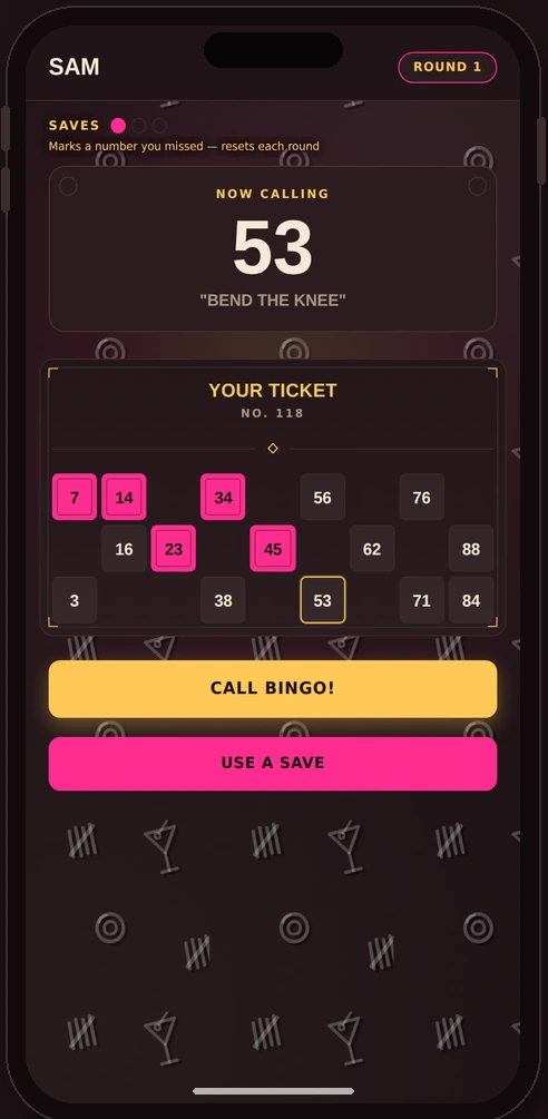 Player ticket screen, dark skin