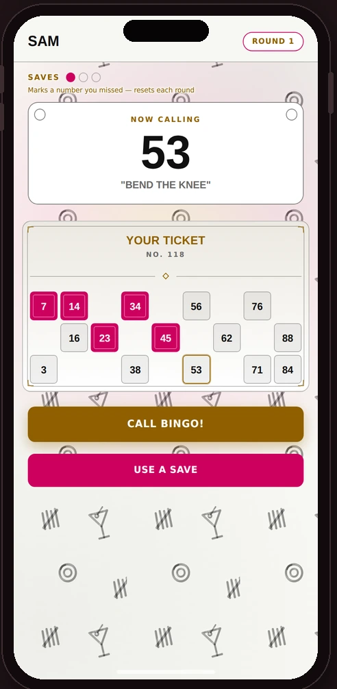 Player ticket screen, light skin